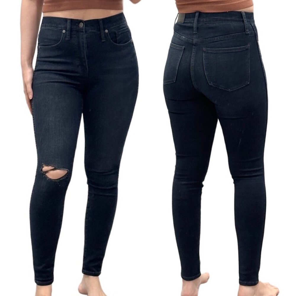 Madewell 10" High-Rise Skinny Jeans in Macalester Wash: Knee-Rip Edition Size 26